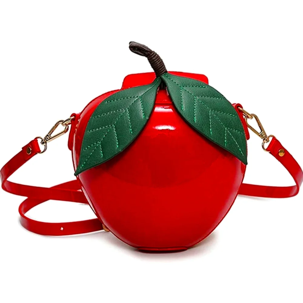 Apple purse snowwhite halloween costume vegan leather fruit bag party red green - Picture 1 of 5